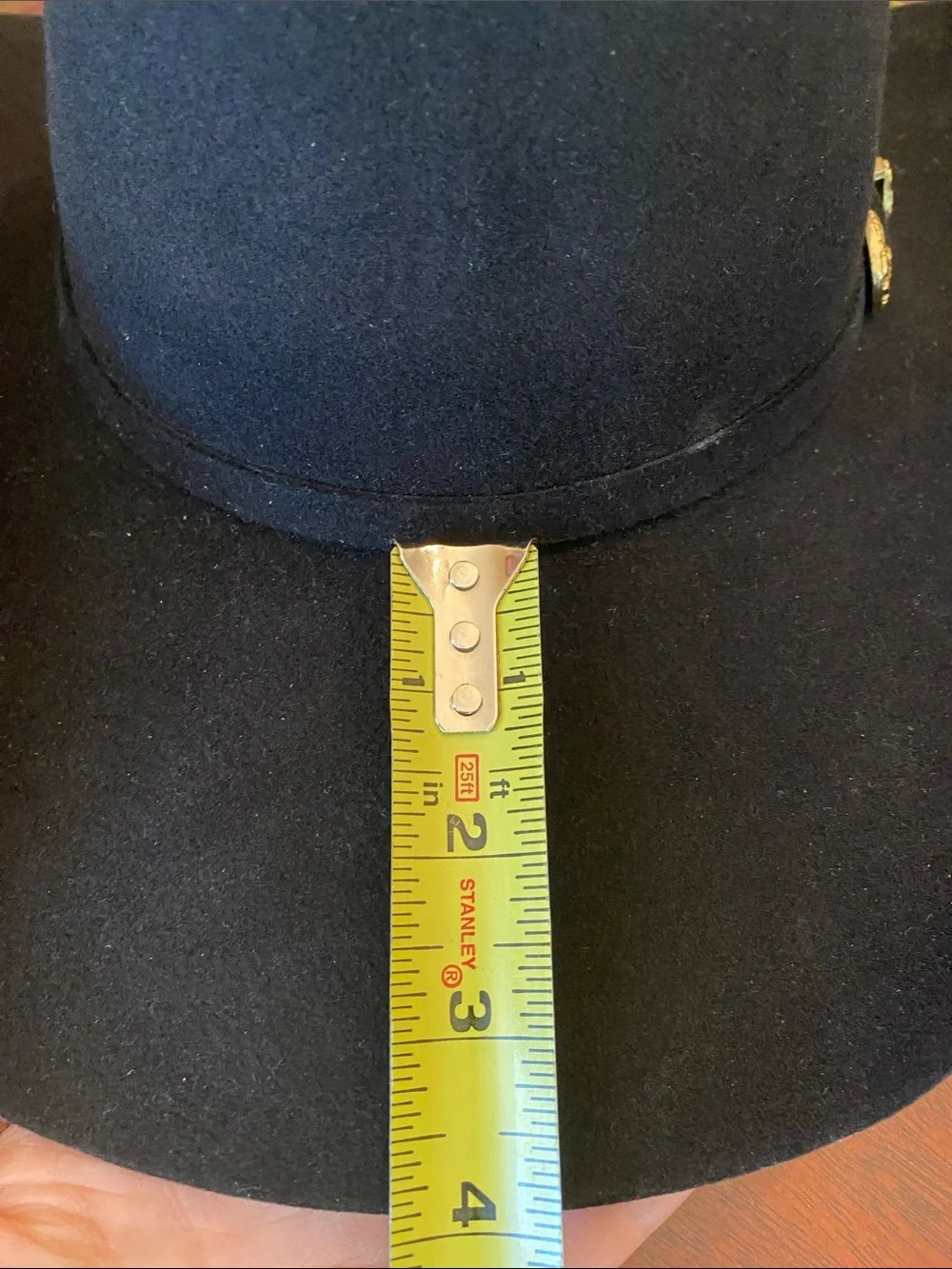 Larry Mahan 4X Classic Black Felt Cowboy Hat with gold buckle hatband